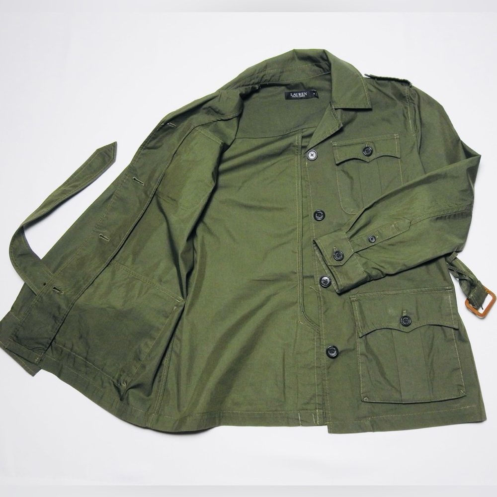 Lauren Ralph Lauren Belted Cotton Twill Field Jacket Size 10 - Picture 8 of 15